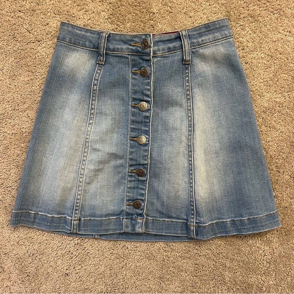 Cello Blue Denim Mini Skirt with Button Detail